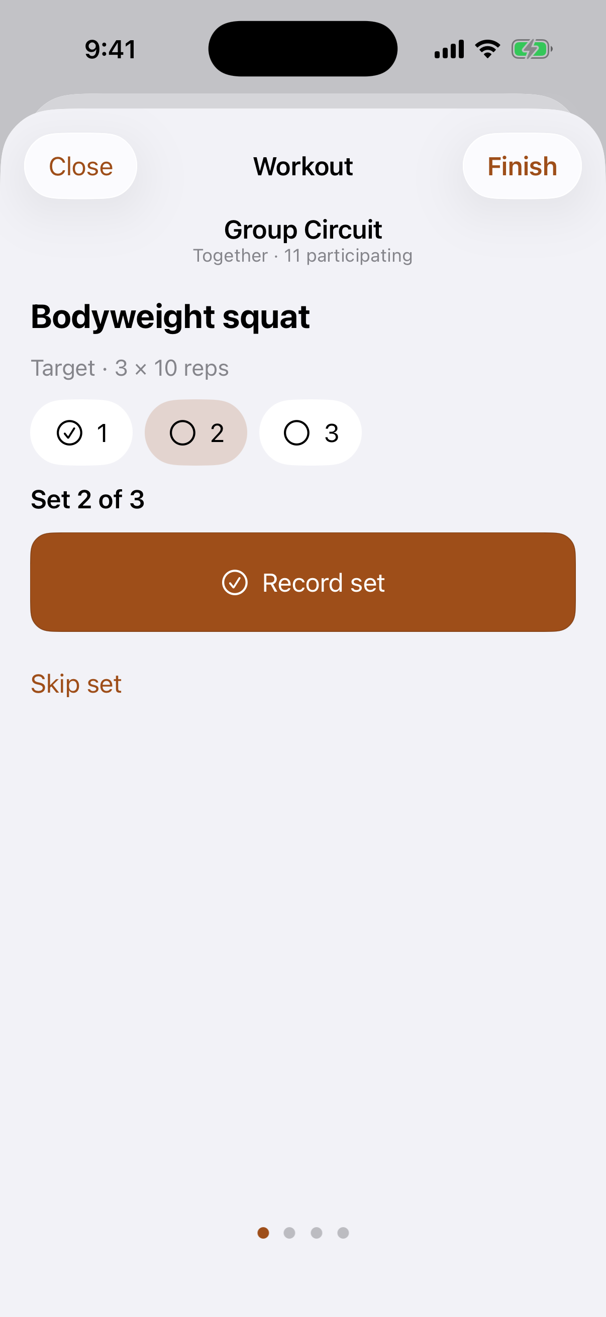 Together mode for leading a shared workout